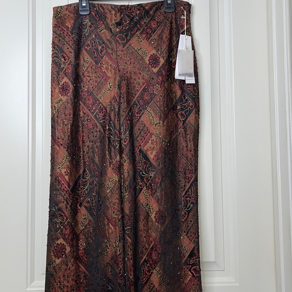 Christyne Forti Copper Beaded Pants Size 8